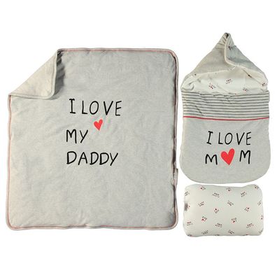 bebetto 3-Teilig 75/80X85cm Pucksack Schlafsack Neugeborene Wickeldecke Decke