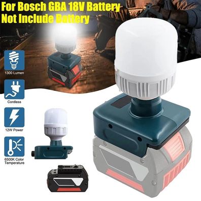Für Bosch GBA BAT 18V Akku Dimmbare LED Arbeitsleuchte Campinglampe E27 Birne