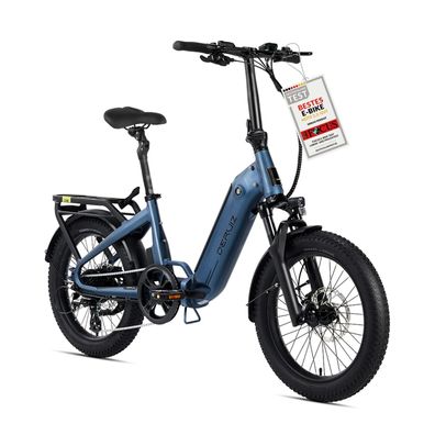 Deruiz E-Bike Klapprad 20x3,0 Zoll, max. 143km, 250W/55Nm Heckmotor, 48V/500Wh Akku