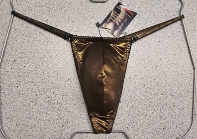Herren String Tanga minimalistisch elastisch Lycra Metallic rot, blau, braun, grün