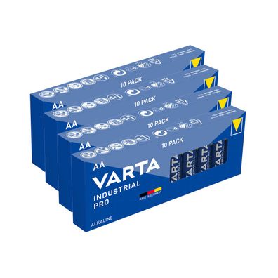 4x 10er Box Varta Industrial Pro 4006 AA Mignon LR6 Alkaline 1,5V Batterie