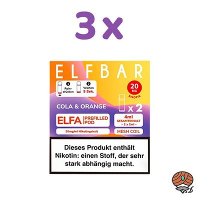 ELFBAR ELFA POD Cola & Orange 20mg/ml Nikotin 3x 2 Pods