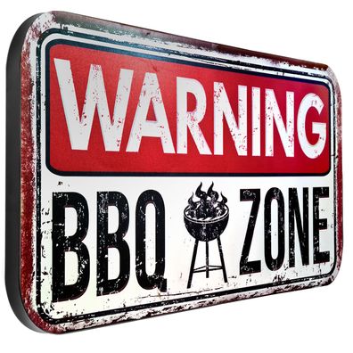 Moritz Blechschild XXL Warning BBQ Zone 100 x 46,5 Vintage Retro Nostalgie Deko