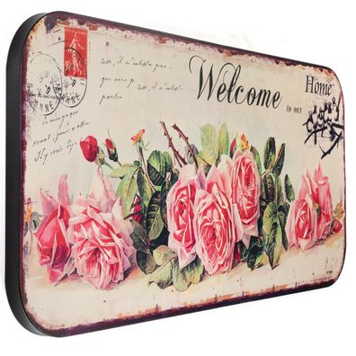 Moritz Blechschild XXL Welcome Blumen 100 x 46,5 Vintage Retro Nostalgie Metall