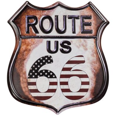 Moritz Blechschild 45 x 50 cm Route 66 US Straßenschild Flagge Retro Vintage Tin sign