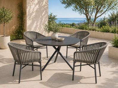 Destiny TORNO Barletta Sitzgruppe 4x Stapelsessel + Tisch Ø110x76cm, rund