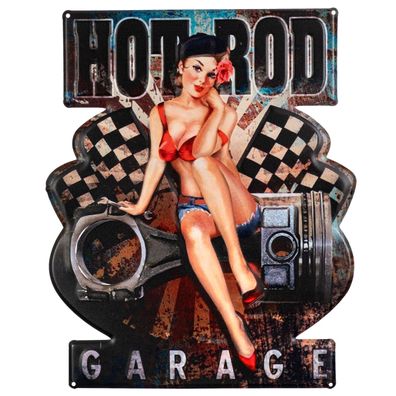 Moritz Blechschild 33 x 40 cm Hot Rod Zylinder Rockabilly Frau Garage Retro Vintage T