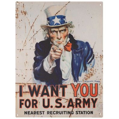 Moritz Blechschild 25 x 33 cm I Want You For U.S. Army Retro Vintage Tin sign Wand