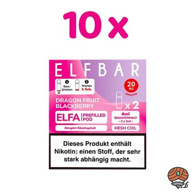 ELFBAR ELFA POD Dragon Fruit Blackberry 20mg/ml Nikotin 10x 2 Pods