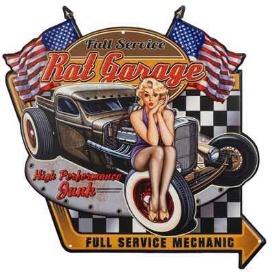 Moritz Blechschild 40 x 40 cm Mechaniker Garage Auto Oldtimer USA Frau Retro Vintage