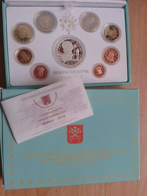 KMS Kursmünzensatz Vatikan 2013 PP Papst Franziskus im Etui mit 20 euro Silber Verdi
