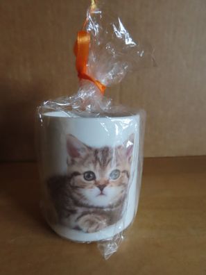 Tasse Becher Kaffeetasse Porzellan mit Katze ca.6,8 cm H