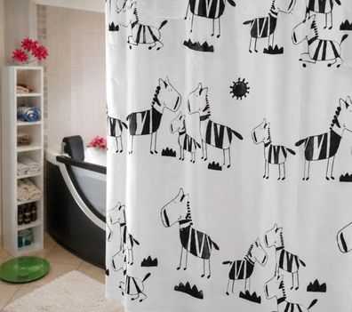 Zebi Zebra Duschvorhang 180x200 - modern verspielt & wasserdicht