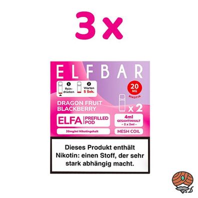 ELFBAR ELFA POD Dragon Fruit Blackberry 20mg/ml Nikotin 3x 2 Pods