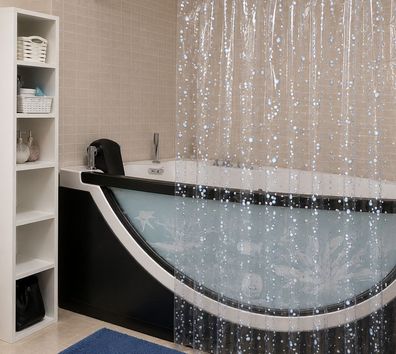 Spirella Hydro Ciel Duschvorhang 180x200 Vinyl Transparent Blau Wasserdesign