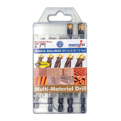 MM850 AkkuMAX Multi-Material-Bohrer-Set Ø 5 / 6 / 6 / 8 / 10 mm ? Profi-Bohrer für al
