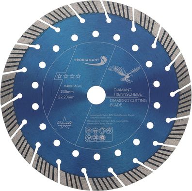 Diamanttrennscheibe 230mm für Mauerwerk, Beton, Dachpfannen, Ziegel, Stein B400 Eagle