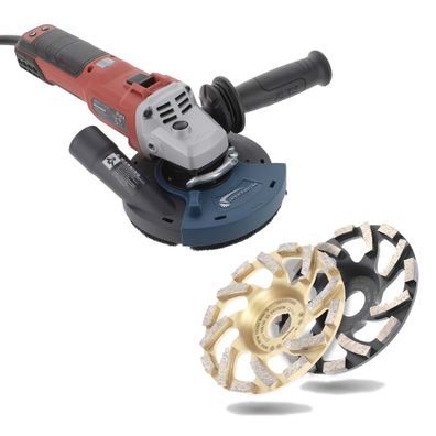 Betonschleifer-Set 125 mm ? FLEX 2000 W, Premium-Absaughaube, ST81 (Beton) & ST91 (Es