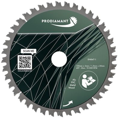 Kreissägeblatt 150mm für Holz, Metall & Alu mit HM TCT Zähnen