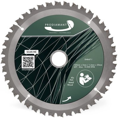 Kreissägeblatt 160mm für Holz, Metall & Alu mit HM TCT Zähnen