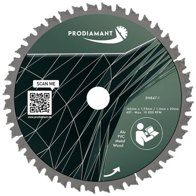 Kreissägeblatt 165mm für Holz, Metall & Alu mit HM TCT Zähnen