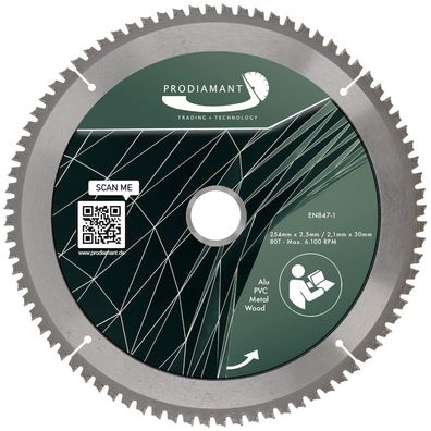 Kreissägeblatt 254mm für Holz, Metall & Alu mit HM TCT Zähnen