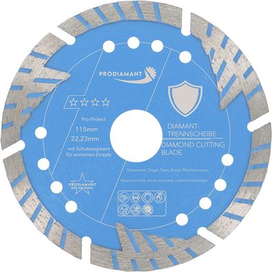 Diamanttrennscheibe 115mm mit Schutzsegmenten für universellen Einsatz ProProtect