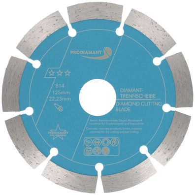 Diamanttrennscheibe 125mm für Beton, Stein, Ziegel universal B14