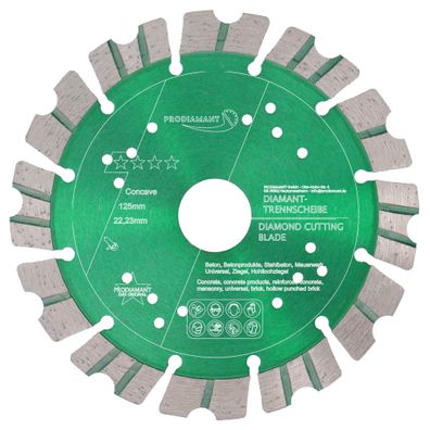 Diamanttrennscheibe 125mm für Stein, Beton Turbo Concave