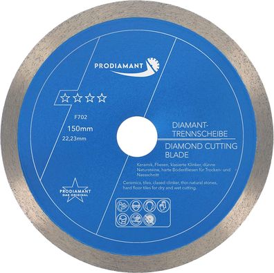 Diamanttrennscheibe 150mm Fliese, Feinsteinzeug Premium Rondo F702