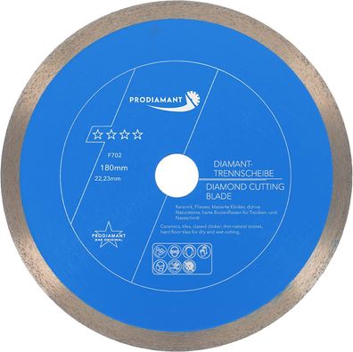 Diamanttrennscheibe 180mm Fliese, Feinsteinzeug Premium Rondo F702 Bohrung 22,23mm