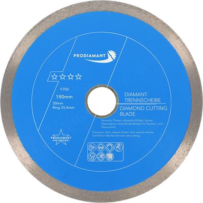 Diamanttrennscheibe 180mm Fliese, Feinsteinzeug Premium Rondo F702 Bohrung 30 + 25,4m