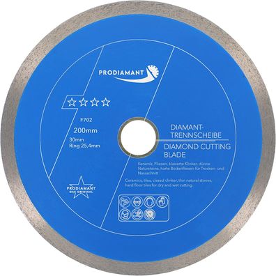 Diamanttrennscheibe 200mm Fliese, Feinsteinzeug Premium Rondo F702 Bohrung 30 + 25,4m