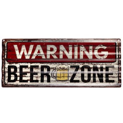Moritz Blechschild 59 x 24 cm Warning Beer Zone Bier Bar Kneipe Retro Vintage sign
