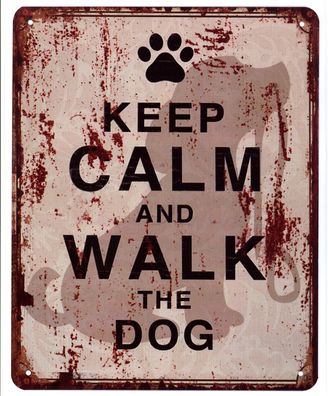 Moritz Blechschild Keep Calm and Walk the Dog Deko Schild mit Aufschrift Druck 20 x 2