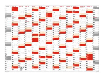 XXL Wandkalender DIN A0 2028 (rot2) große Tageskästchen (Kalender gerollt)