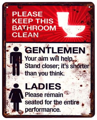 Moritz Blechschild Keep Bathroom Clean Sauber halten Deko Schild mit Aufschrift 20 x