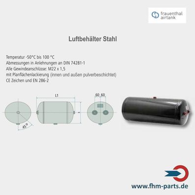 Druckluftbehälter Luftkessel schwarz pulverbeschichtet Größe wählbar
