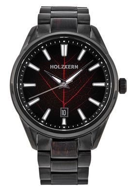 Holzkern Herrenuhr Automatik Era X Lorbeerblatt/Geflammte Walnuss