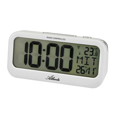 Atlanta Funkwecker Digital Weiß mit 2 Weckzeiten 2850/0