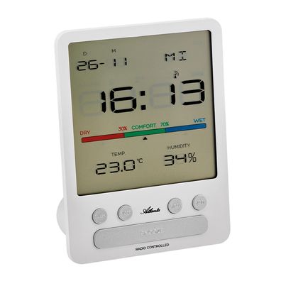 Atlanta Digital-Funkwecker Hygrometer Slim Weiß 2870/0