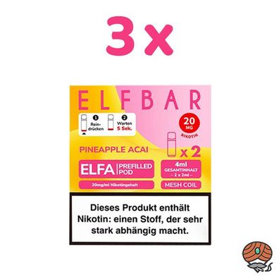 ELFBAR ELFA POD Pineapple Acai 20mg/ml Nikotin 3x 2 Pods