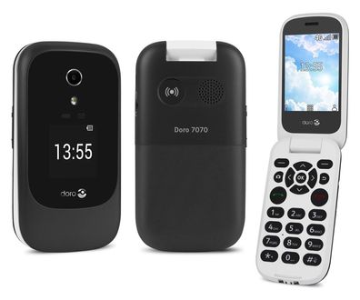 Doro 7070 Schwarz Senioren Tasten Klapphandy LTE WiFi Bluetooth Notruftaste NEU
