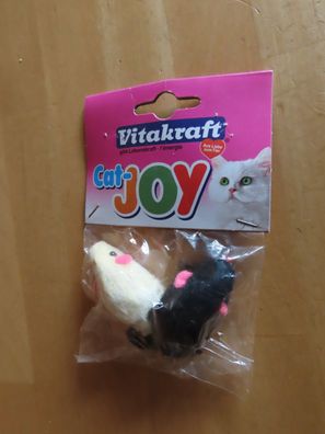 Katzenspielzeug zwei Fellmäuse schwarz + weiß Vitakraft (original verpackt)