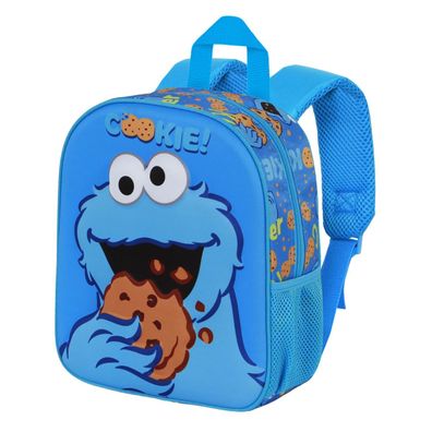 Sesame Street Cookie Monster Kinder Rucksack Blau 3D Kita Tasche Vorschule