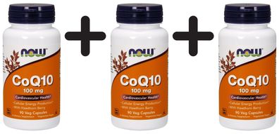 3 x NOW Foods CoQ10 with Hawthorn Berry, 100mg - 90 vcaps