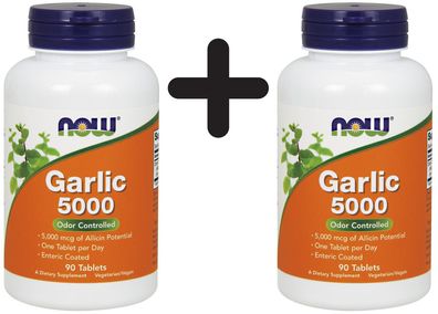 2 x NOW Foods Garlic 5000, Odor Controlled - 90 tablets