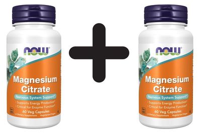 2 x NOW Foods Magnesium Citrate, 400mg - 60 vcaps