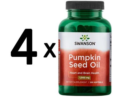 4 x Swanson Pumpkin Seed Oil, 1000mg - 100 softgels