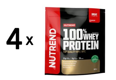 4 x Nutrend 100% Whey Protein, Strawberry - 800g